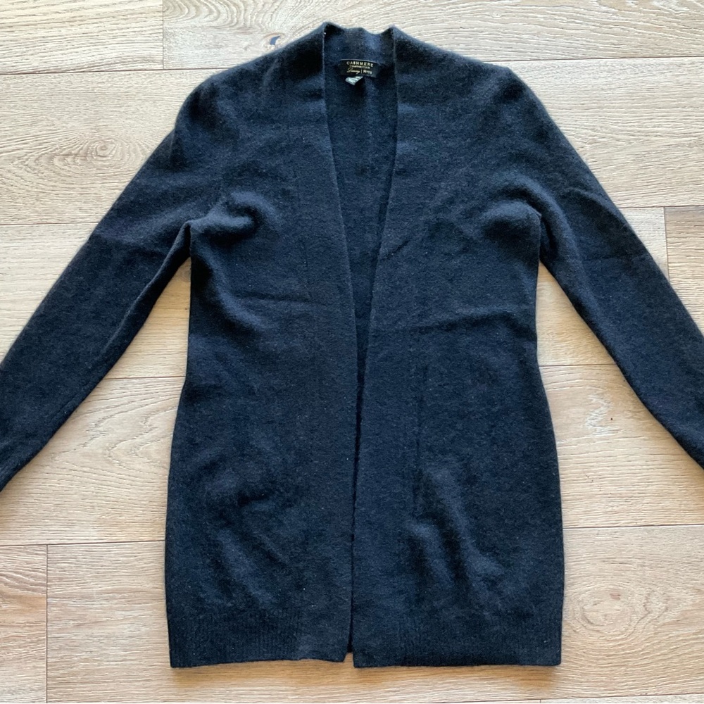 Charter Club Black Open-Front Long Cardigan